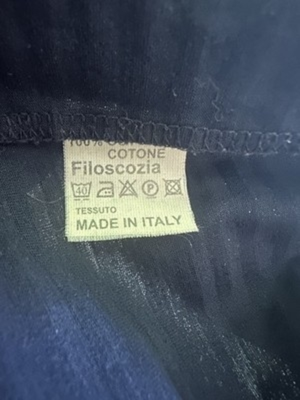 Pezzo Mens M Navy Filoscozia Cotton T-Shirt Made in Italy VG - Picture 7 of 7